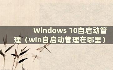 Windows 10自启动管理（win自启动管理在哪里）